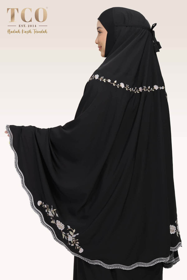 Telekung Kameela Luxe in Jet Black