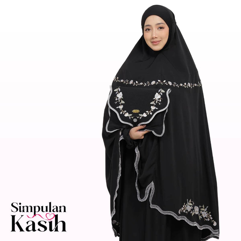 Telekung Kameela Luxe in Jet Black