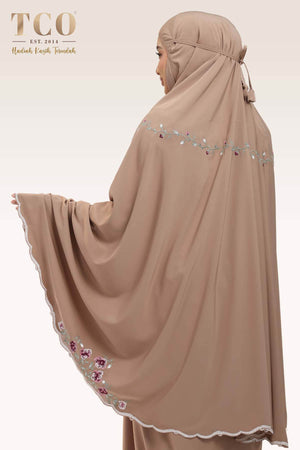 Telekung Mekar Luxe in Coco Mocha