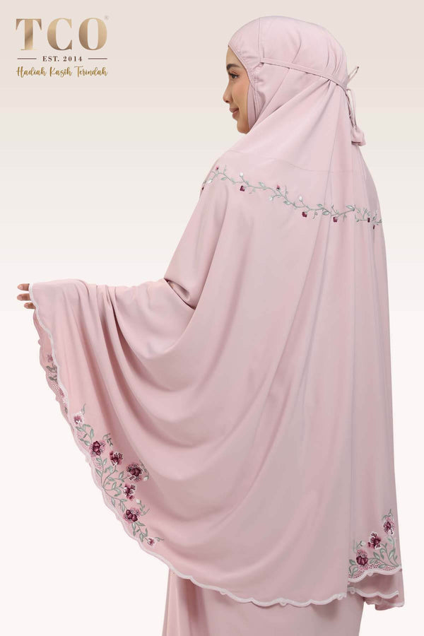 Telekung Mekar Luxe in Dusty Rose