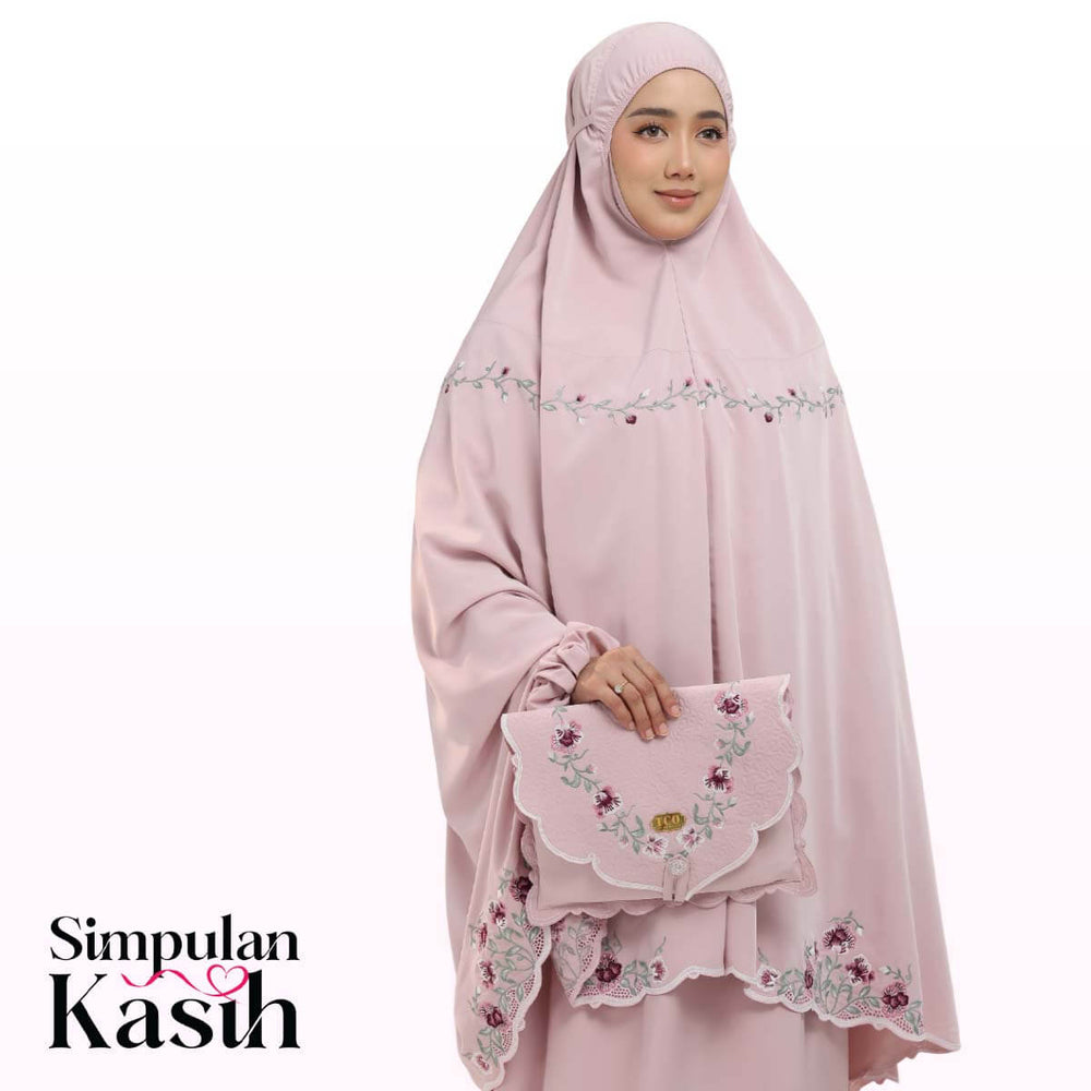 Telekung Mekar Luxe in Dusty Rose