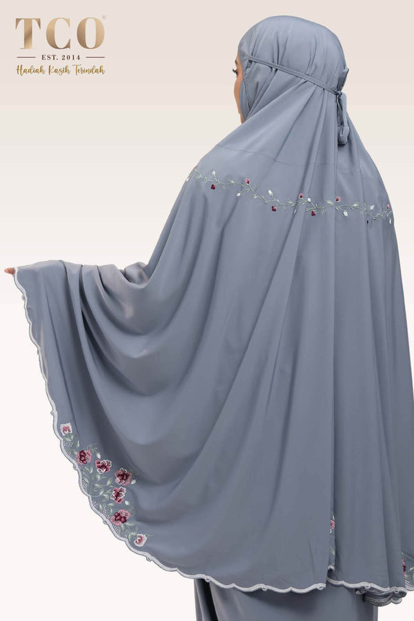 Telekung Mekar Luxe in Icy Gray
