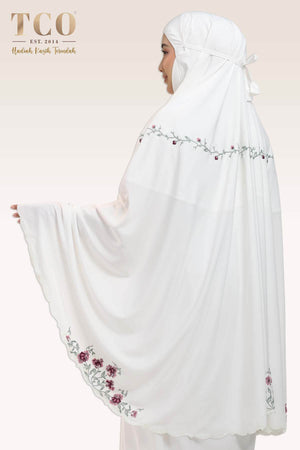 Telekung Mekar Luxe in Off White