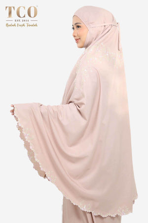 Telekung Melor in Light Latte