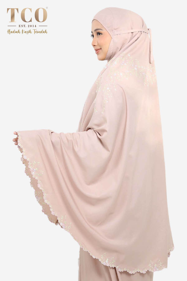 Telekung Melor in Light Latte