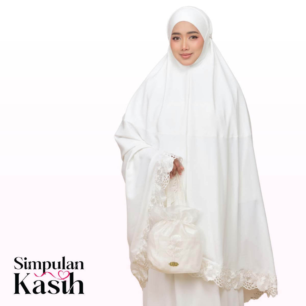 Telekung Nuur Fleur in Off White Pure