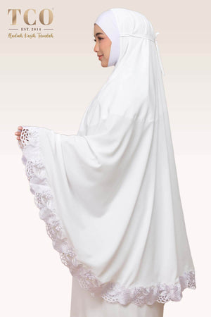 Telekung Nuur Fleur in Snow White Pure