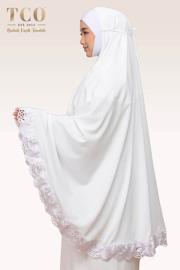 Telekung Nuur Fleur in Snow White Pure