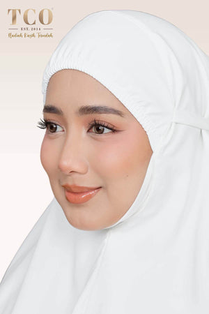 Telekung Nuur Petal in Off White Fuchsia