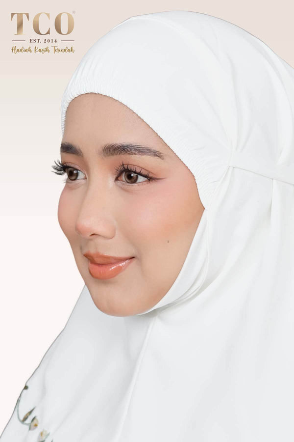 Telekung Nuur Petal in Off White Vanilla