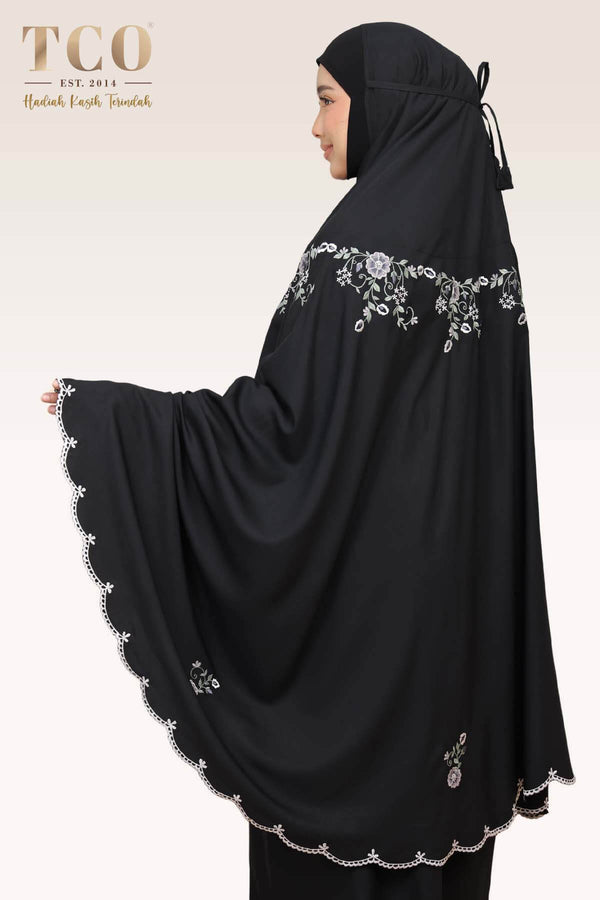 Telekung Pearl Ratna in Classic Black