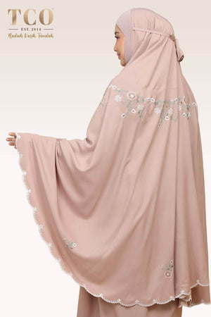 Telekung Pearl Ratna in Creamy Mocha
