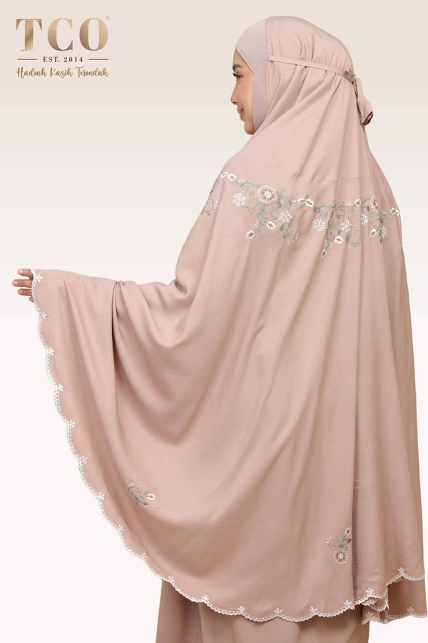 Telekung Pearl Ratna in Creamy Mocha