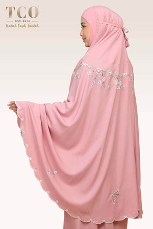 Telekung Pearl Ratna in Pastel Rose