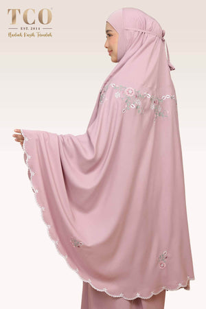 Telekung Pearl Ratna in Plum Mauve