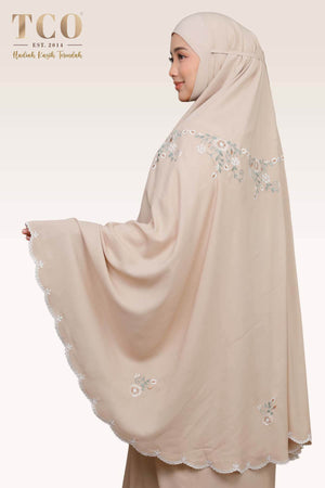 Telekung Pearl Ratna in Sandy Latte