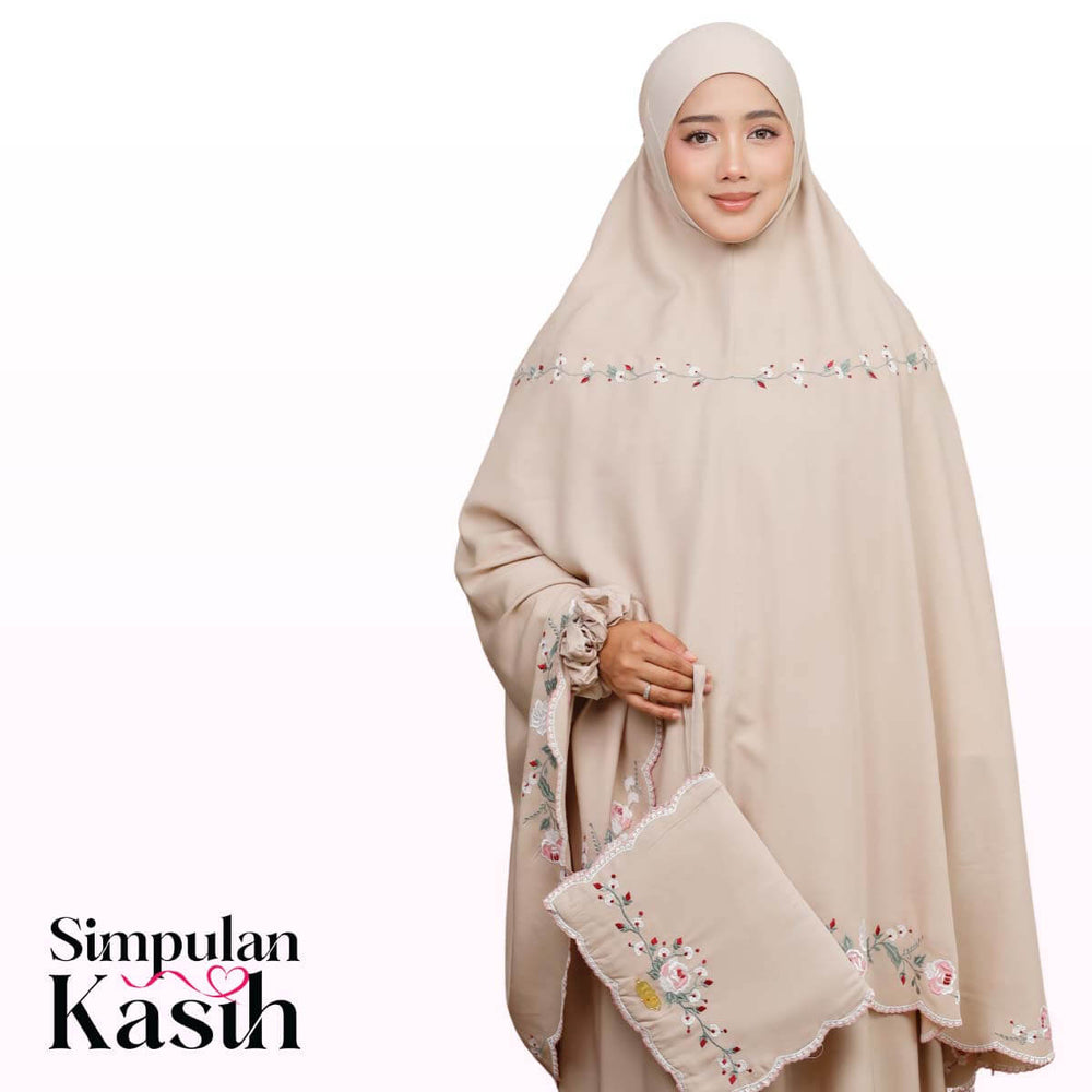 Telekung Pearl Rosabella in Sandy Latte