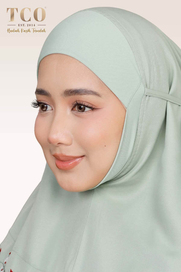 Telekung Pearl Rosabella in Serene Green