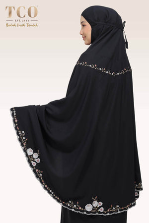 Telekung Pearl Yasmine in Classic Black