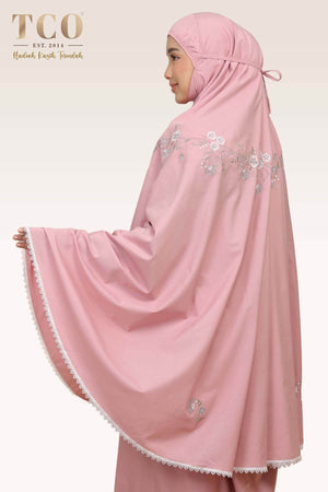 Telekung Salma in Dusty Pink