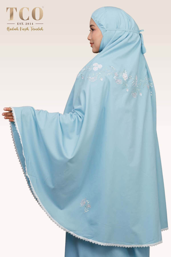 Telekung Salma in Light Aqua