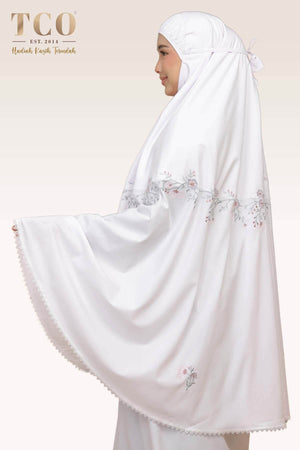 Telekung Salma in White