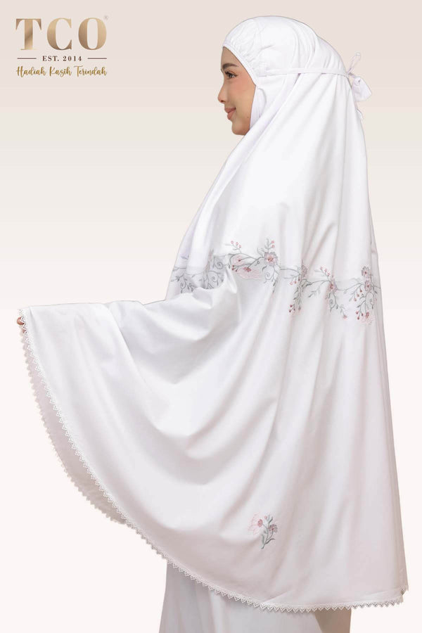 Telekung Salma in White