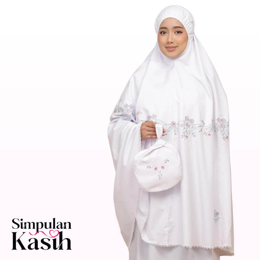 Telekung Salma in White