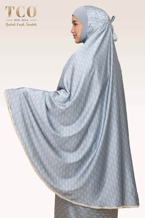 Telekung Travel Ezi Damask in Blue