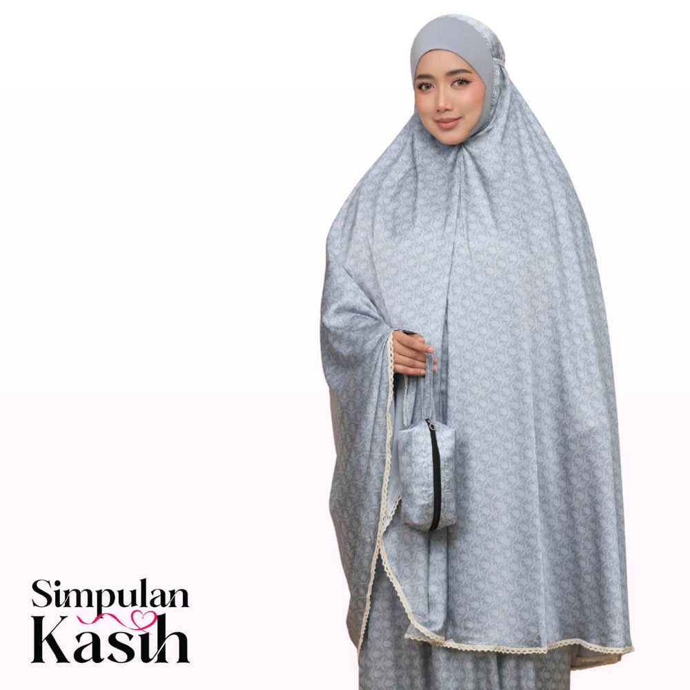 Telekung Travel Ezi Damask in Blue