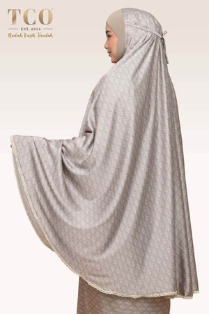 Telekung Travel Ezi Damask in Brown