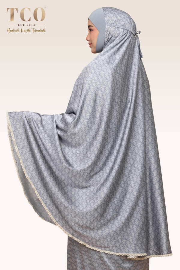 Telekung Travel Ezi Damask in Gray