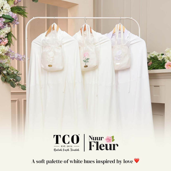Telekung Nuur Fleur in Off White Pure