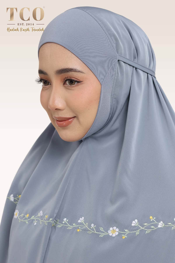 Telekung Daisy Luxe in Icy Gray