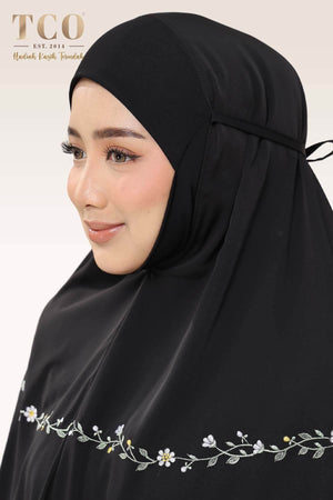 Telekung Daisy Luxe in Jet Black