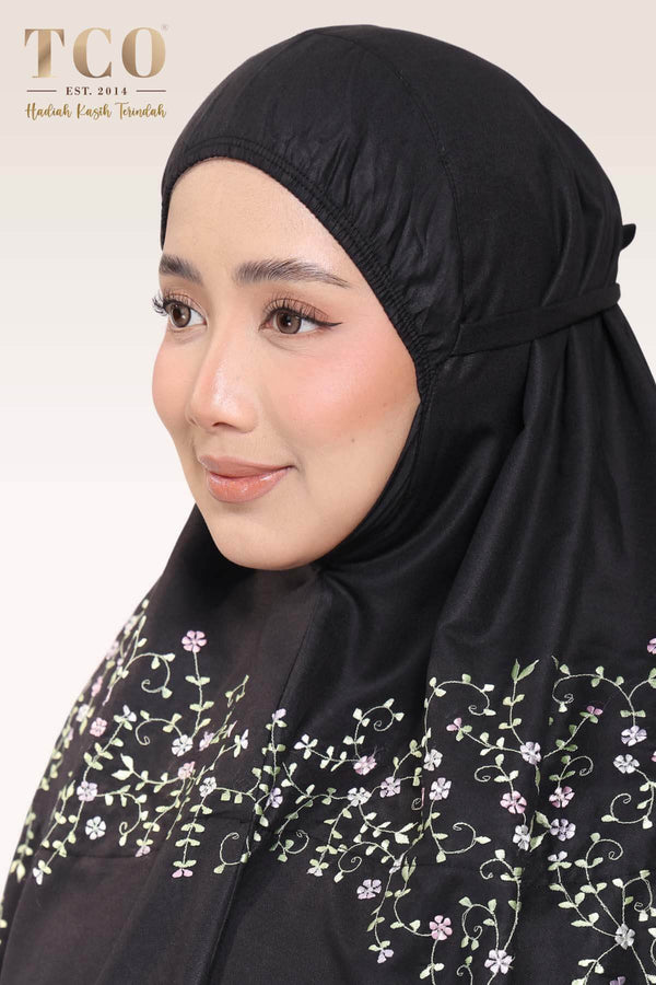 Telekung Melor in Black