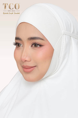 Telekung Nuur Rose in Off White Latte