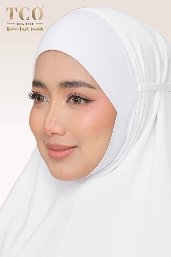Telekung Nuur Rose in Snow White Ivory