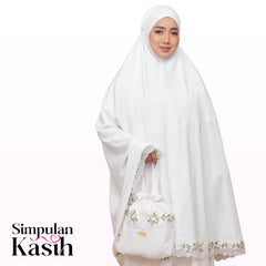 Telekung Nuur Rose in Snow White Ivory