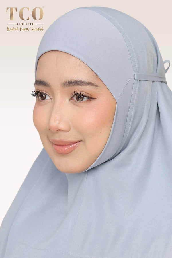 Telekung Pearl Ratna in Smoky Bluish