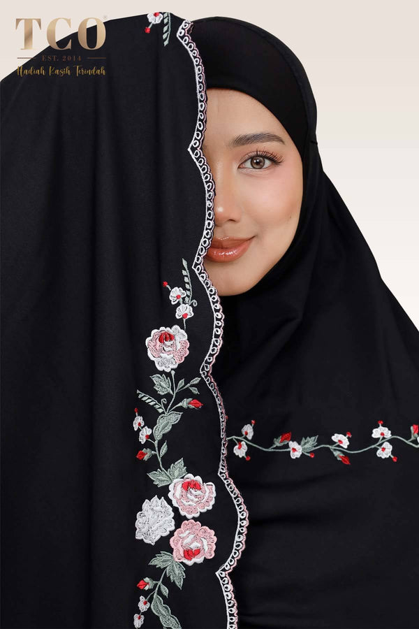 Telekung Pearl Rosabella in Classic Black