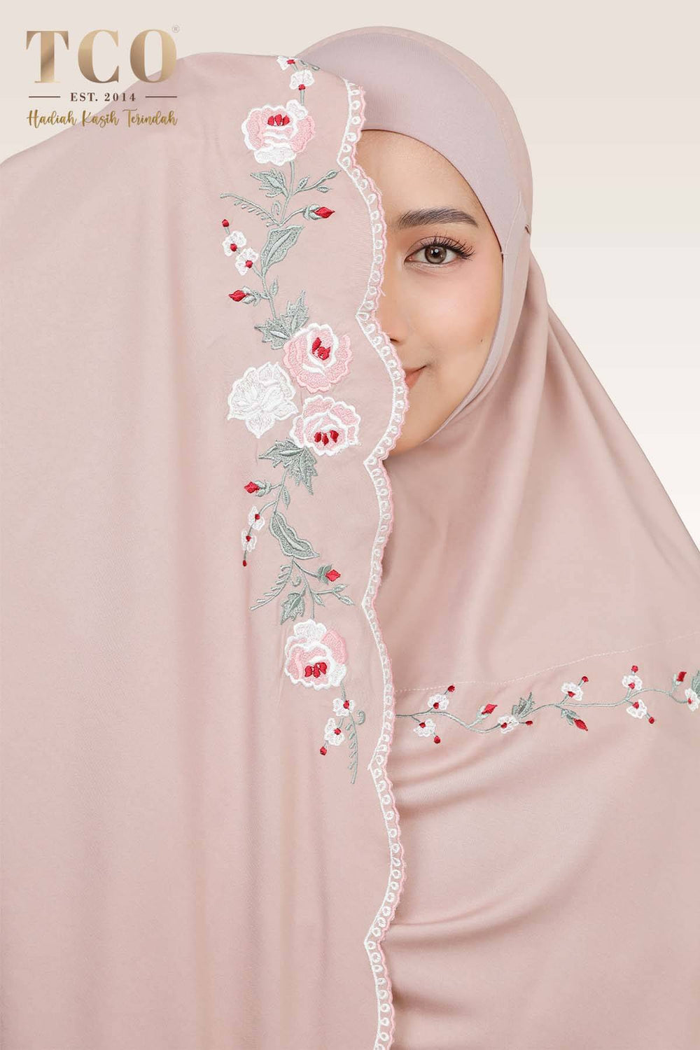Telekung Pearl Rosabella in Creamy Mocha