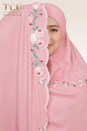 Telekung Pearl Rosabella in Pastel Rose