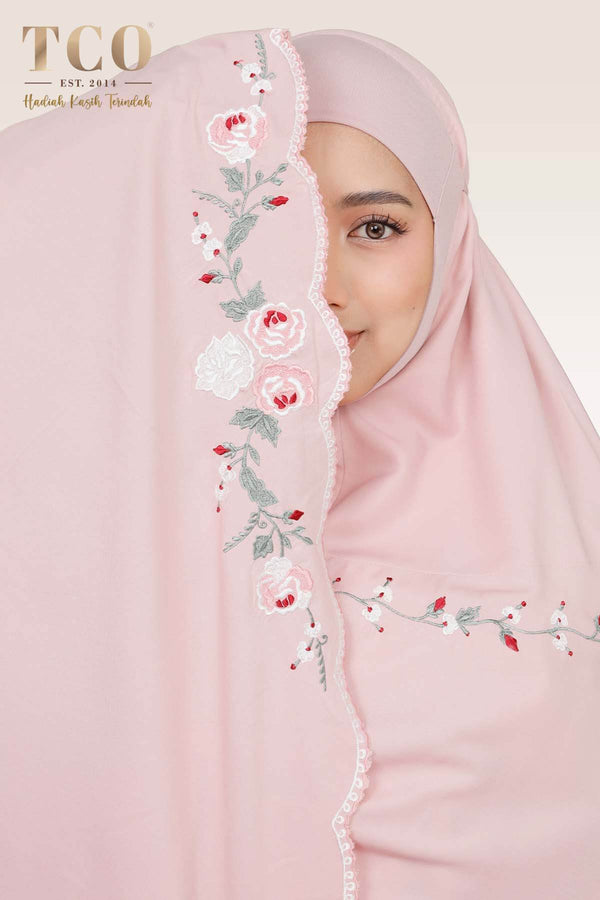 Telekung Pearl Rosabella in Pinky Blush