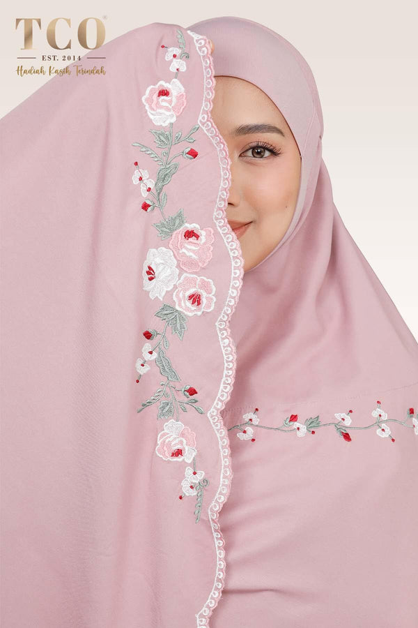 Telekung Pearl Rosabella in Plum Mauve