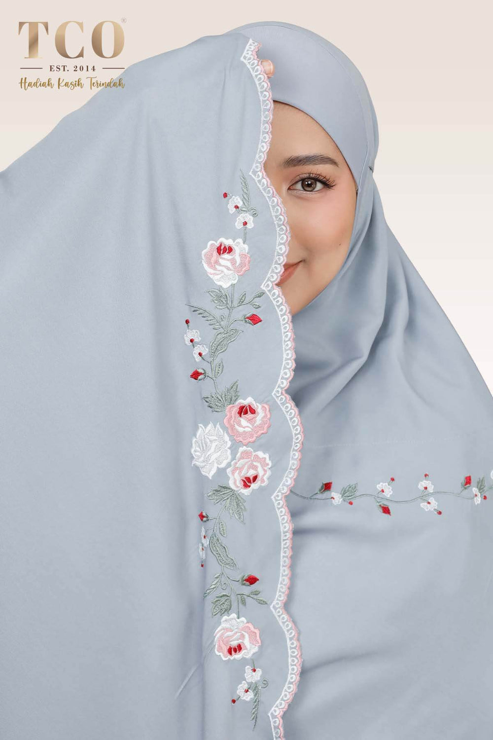 Telekung Pearl Rosabella in Smoky Bluish