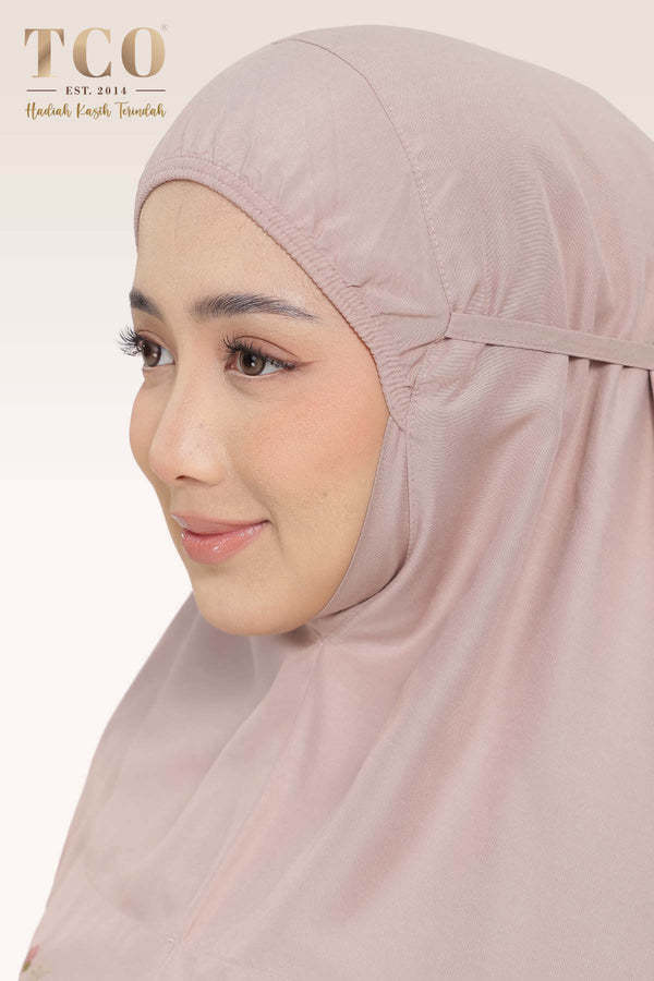Telekung Pearl Yasmine in Creamy Mocha