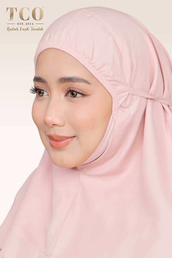 Telekung Pearl Yasmine in Pinky Blush