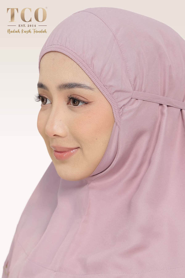 Telekung Pearl Yasmine in Plum Mauve