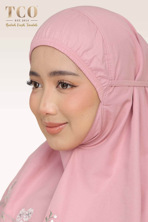 Telekung Salma in Dusty Pink